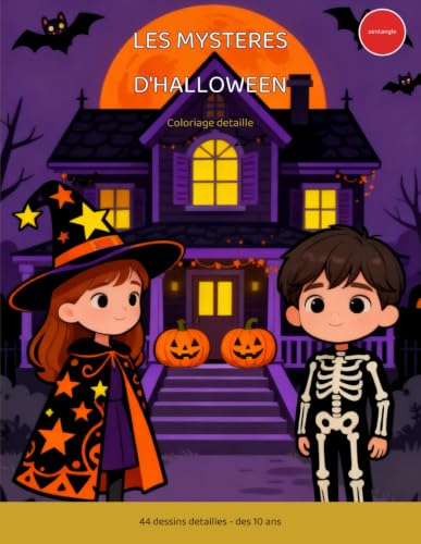 Couverture de Les Mystères d'Halloween: Coloriages Halloween détaillés pour ados, 10 à 12 ans